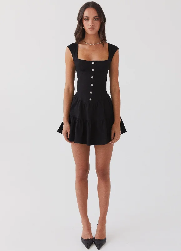 Isabella Denim Bustier Dress - Black