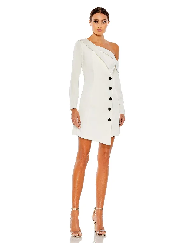 Drop Shoulder Faux Tuxedo Mini Dress