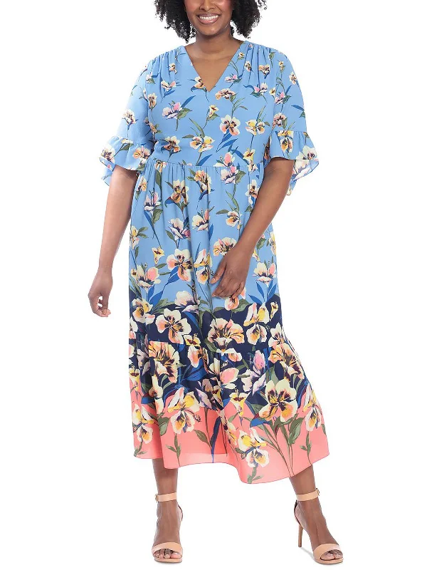 Plus Womens Floral Print Long Maxi Dress