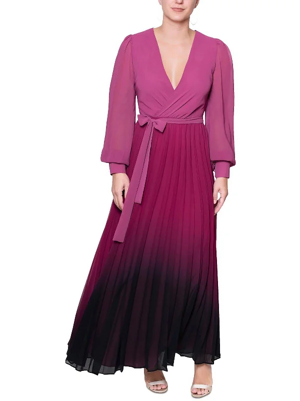 Plus Womens Ombre V-neck Maxi Dress