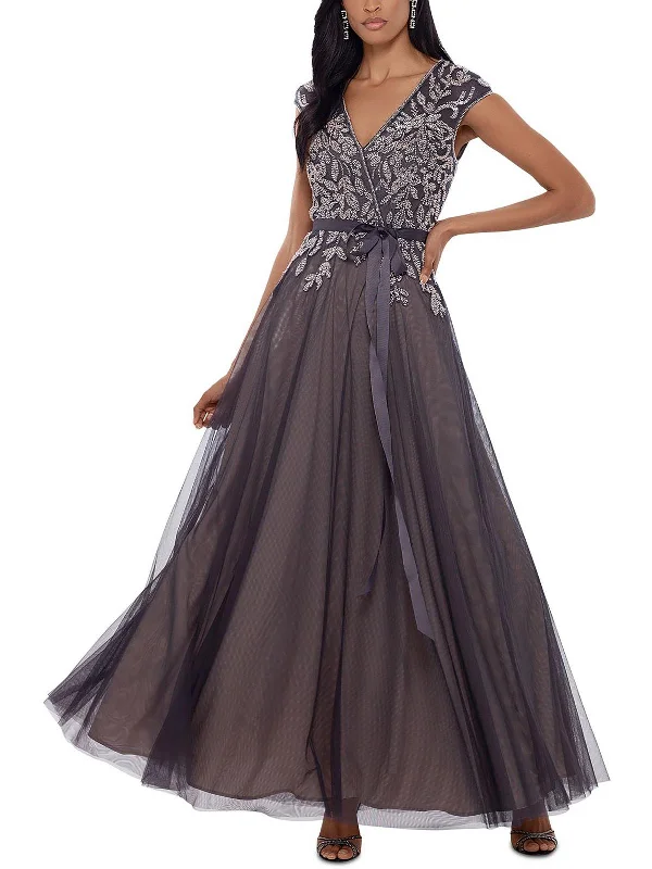 Womens Beaded Maxi Evening Dress