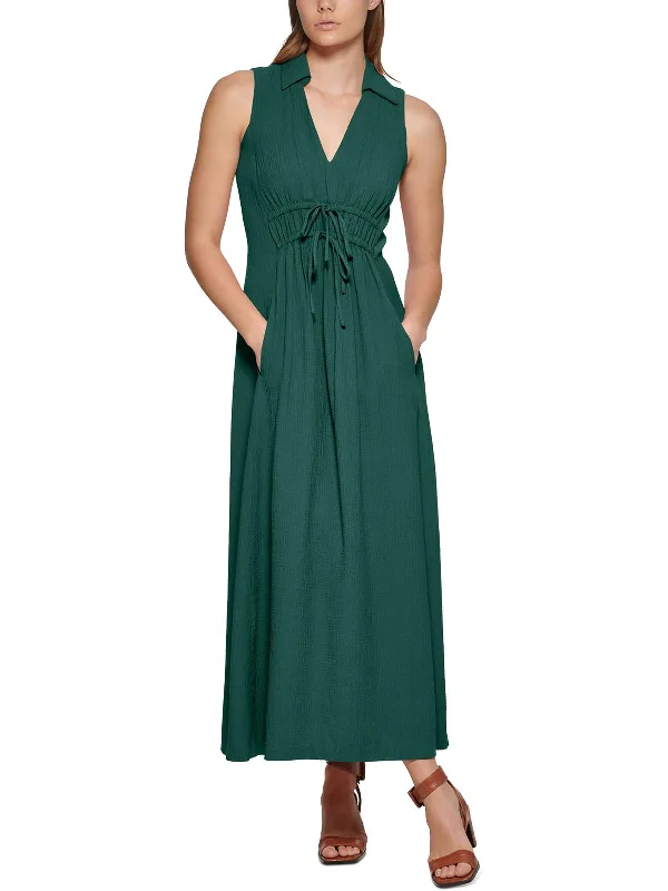 Womens Collar Long Maxi Dress