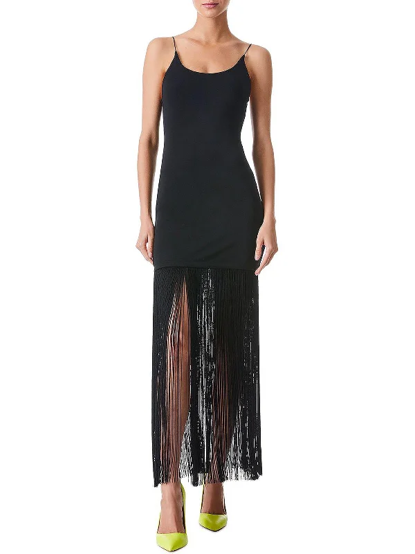 Womens Fringe Maxi Slip Dress