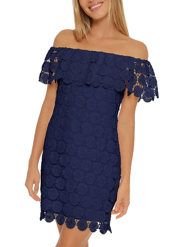 Womens Lace Mini Shift Dress