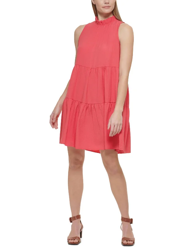 Womens Ruffled Mini Fit & Flare Dress