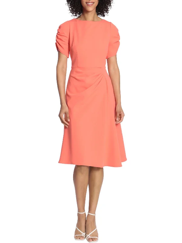 Womens Solid Knee Midi Dress