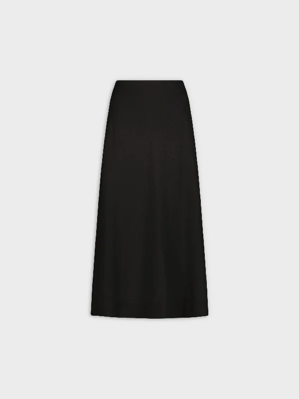 Leather Trim Skirt 25"-Black