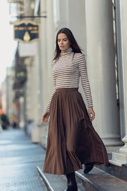 PLEATED SKIRT 35"-MEDIUM BROWN