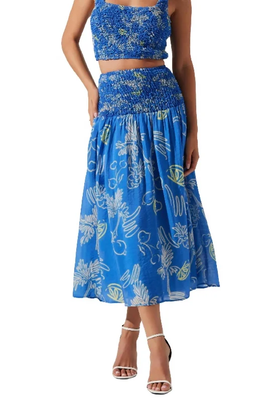 Moana Skirt In Blue Lemon Print