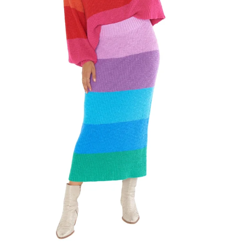 Pippa Sweater Skirt In Sunset Stripe