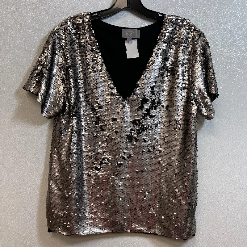 Top Short Sleeve By ANTHROPOLOGIE In Sequin, Size: M