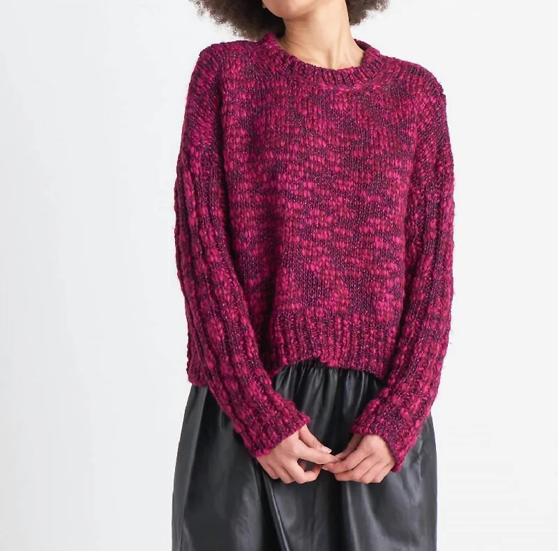 Chunky Knit Sweater In Berry Melange