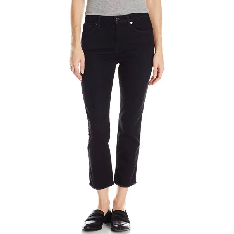 Cropped High Waisted Vintage Straight Jean In Black