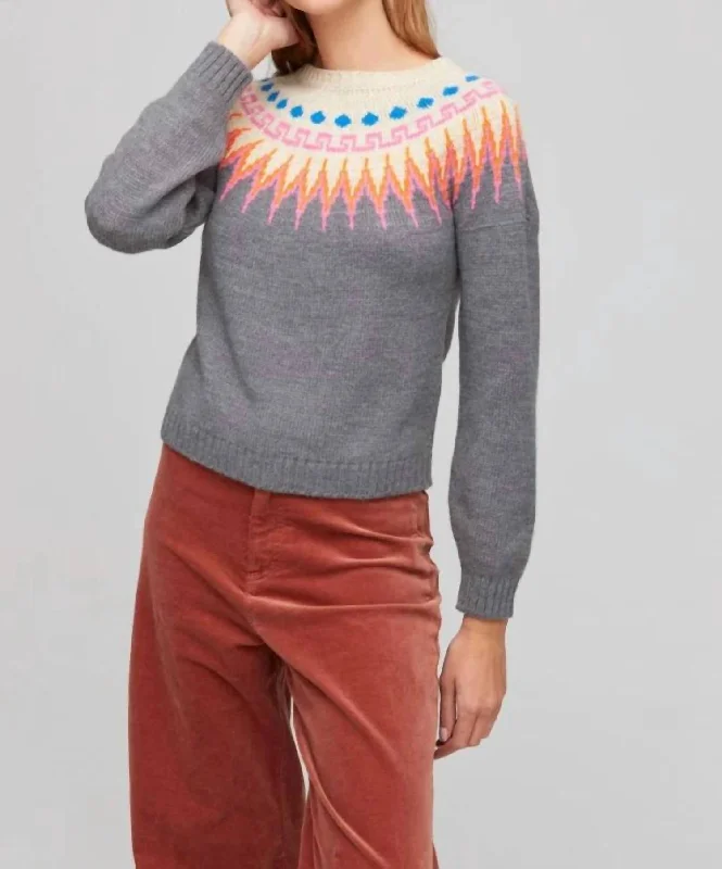 Franz Fair Isle Sweater In Heather Grey