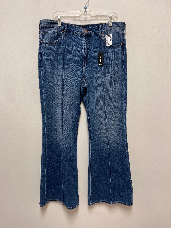 Jeans Flared By Express In Blue Denim, Size: 14