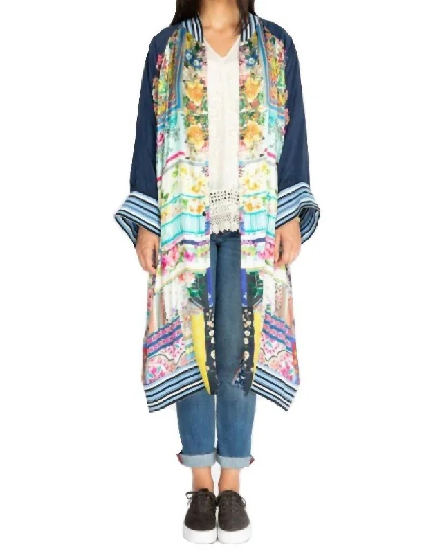 Long Fiori Coat In Multi