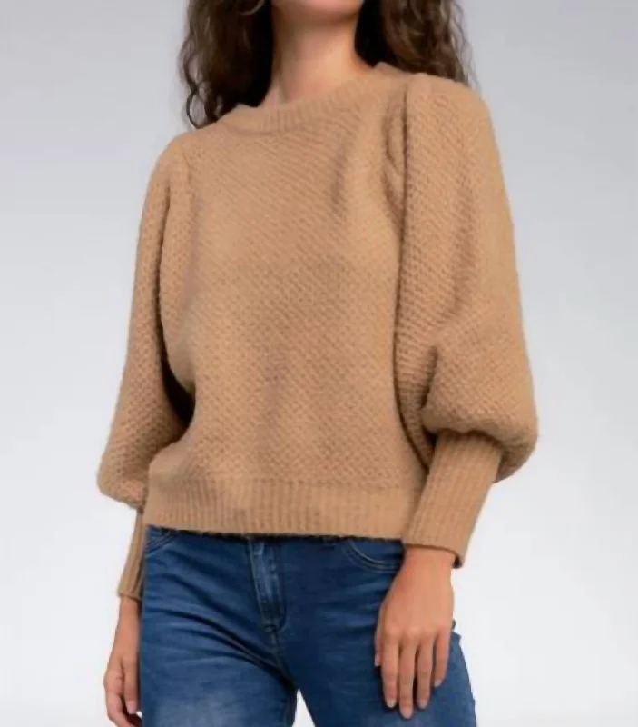 Puff Sleeve Sweater In Latte