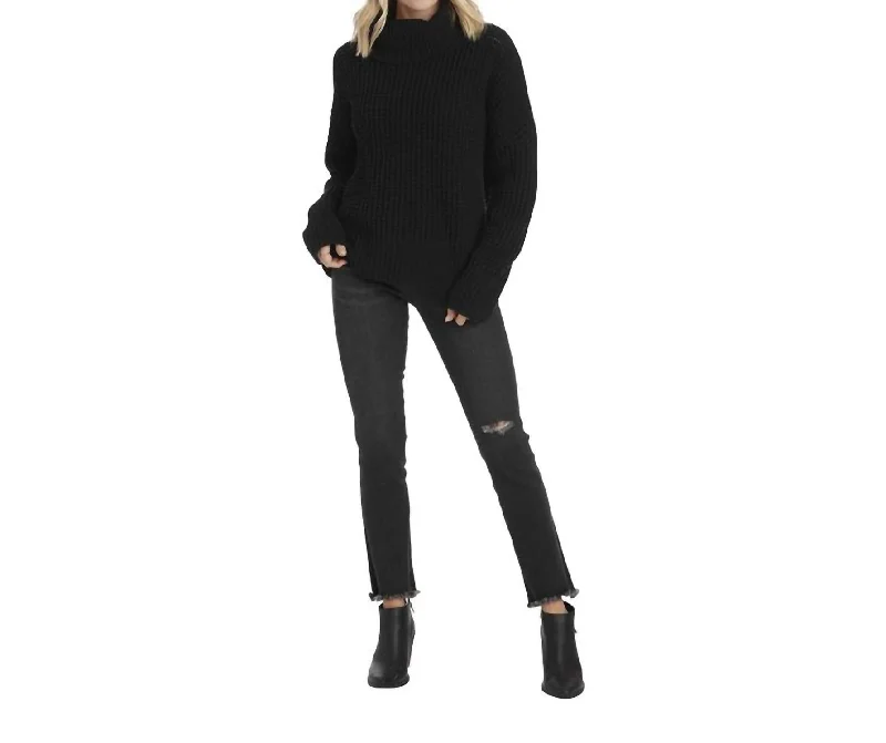 Randi Waffle Knit Sweater In Black