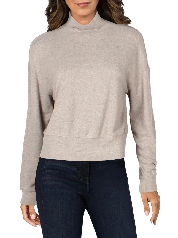 Tami Womens Ribbed Heathered Mock Turtleneck Sweater