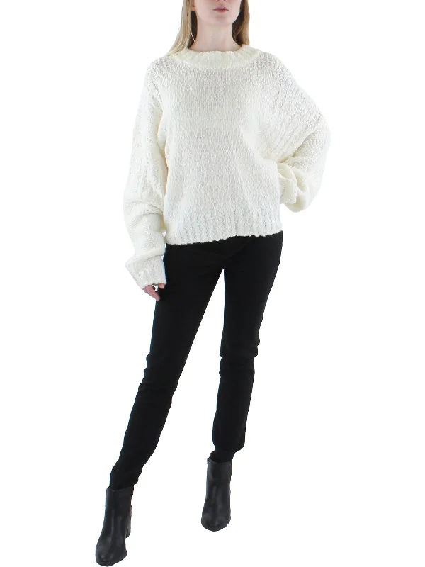 Womens Textured Crewneck Pullover Sweater