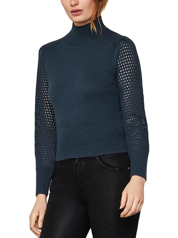 Womens Turtleneck Cropped Pullover Sweater