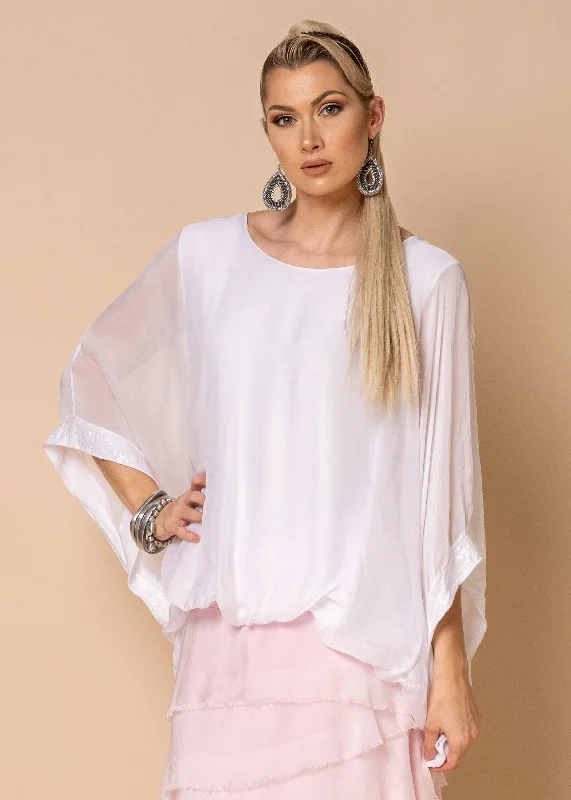 Aster Silk Top in White