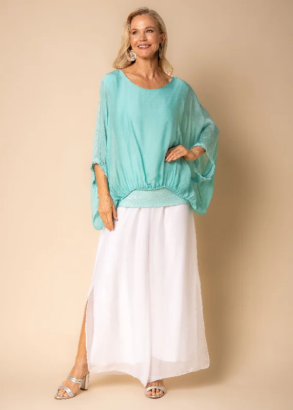 Marcella Silk Top in Sea Green