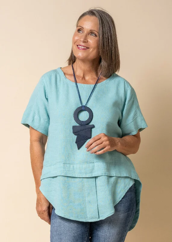 Talulla Linen Top in Aqua Mist