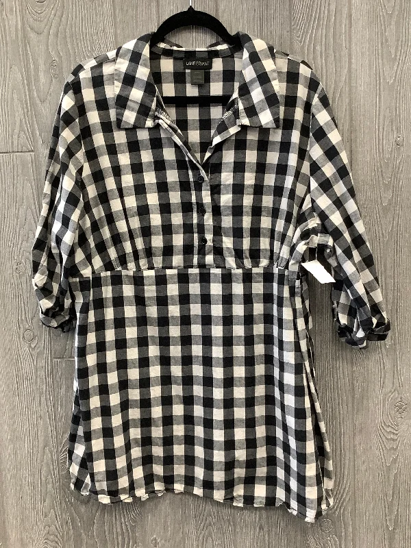 Top 3/4 Sleeve By Lane Bryant In Plaid Pattern, Size: 3x