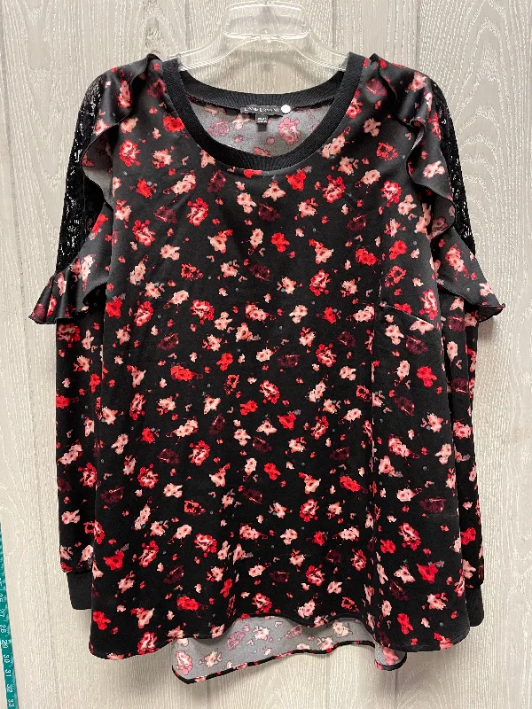 Top Long Sleeve By Lane Bryant In Black & Red, Size: 2x