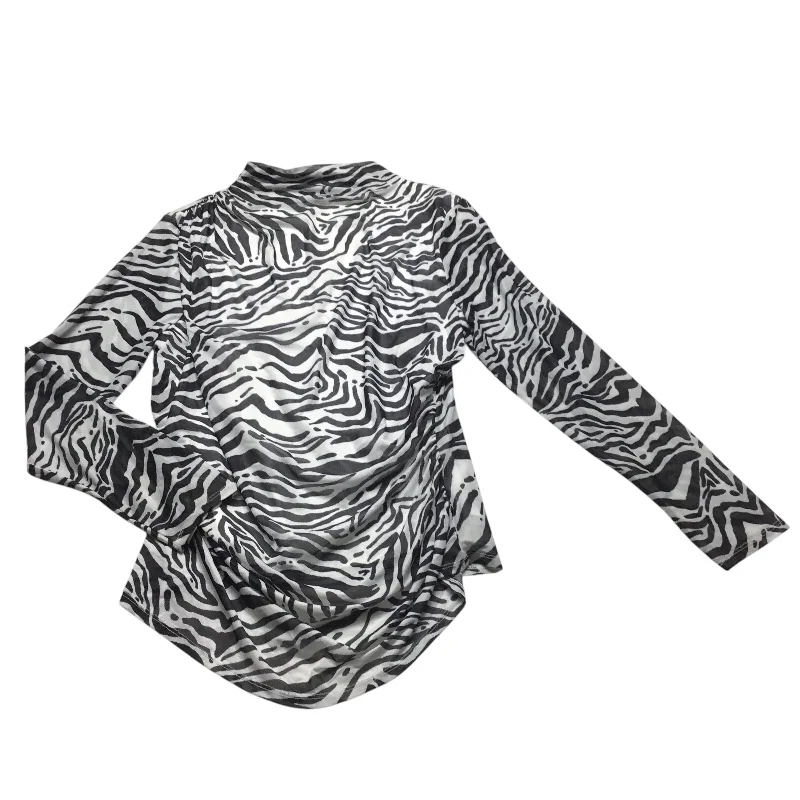 Top Long Sleeve By Onyx In Zebra Print, Size: Xl