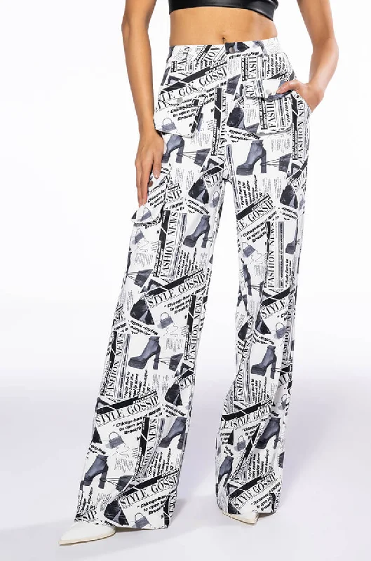 LEGENDARY NEWSPAPER PRINT WIDE LEG TROUSER