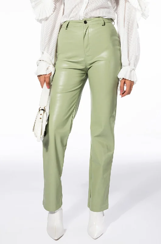 TE QUIERO HIGH RISE VEGAN LEATHER STRAIGHT LEG PANTS