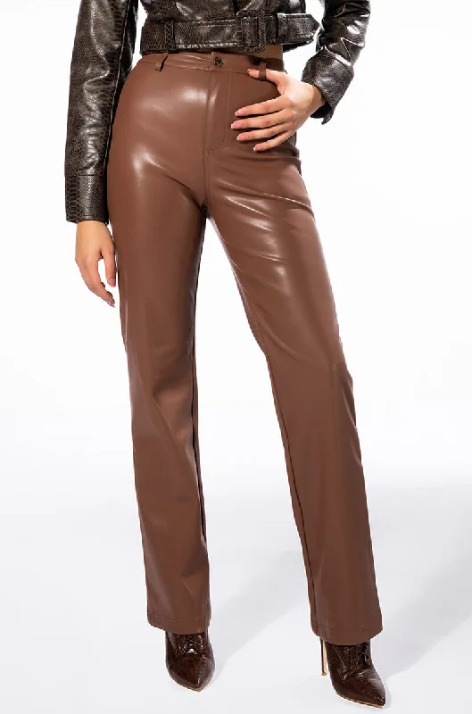 TE QUIERO HIGH RISE VEGAN LEATHER STRAIGHT LEG PANTS