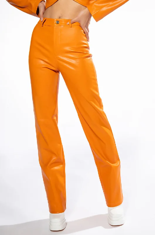 TE QUIERO HIGH RISE VEGAN LEATHER STRAIGHT LEG PANTS